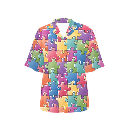Puzzle Pattern Print Design A05 Women's Hawaiian Shirt