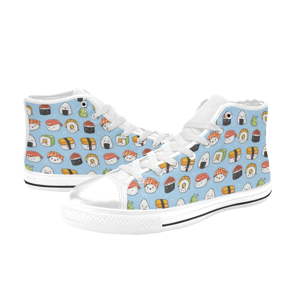 Sushi Print Design LKS303 High Top Women's White Shoes