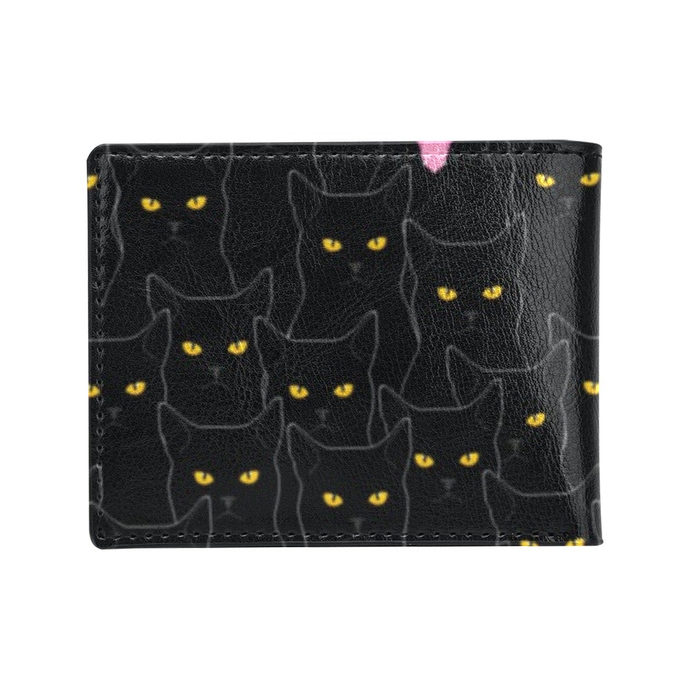 Black Cat Yellow Eyes Print Pattern Men's ID Card Wallet