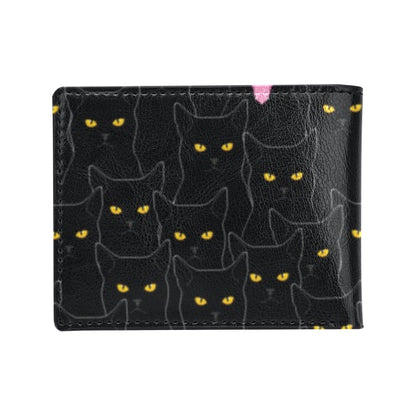 Black Cat Yellow Eyes Print Pattern Men's ID Card Wallet