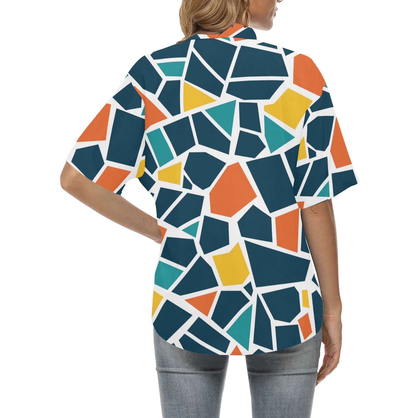 Mosaic Pattern Print Design 02 Women's Hawaiian Shirt