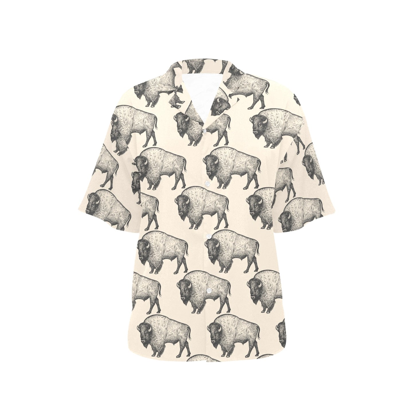 Bison Pattern Print Design 02 Women's Hawaiian Shirt