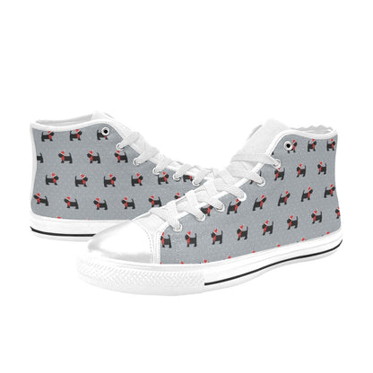Scottish Christmas Themed Terriers Print Design LKS3018 High Top Women's White Shoes
