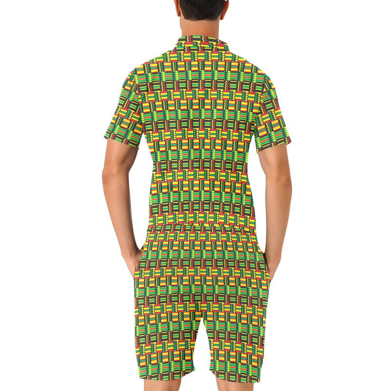 African Zip Zag Print Pattern Men's Romper