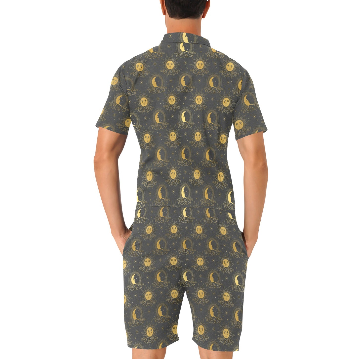 Celestial Moon Sun Pattern Print Design 05 Men's Romper