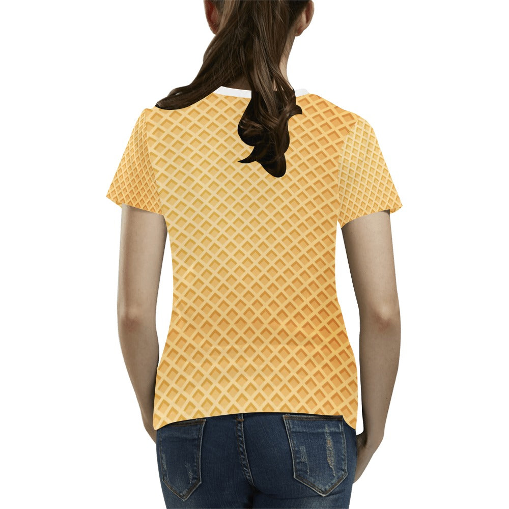 Waffle Texture Print Design LKS302 Women's  T-shirt