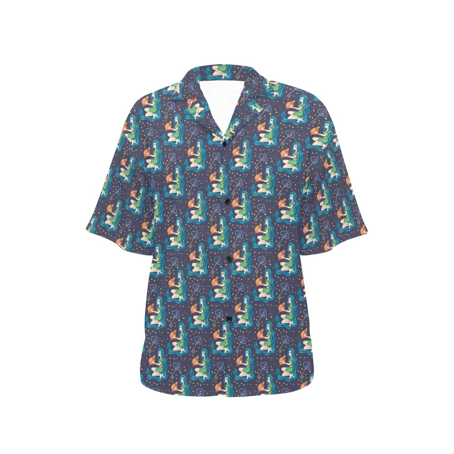 Aquarius Zodiac Pattern Print Design 03 Women's Hawaiian Shirt