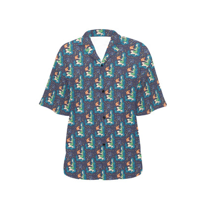 Aquarius Zodiac Pattern Print Design 03 Women's Hawaiian Shirt