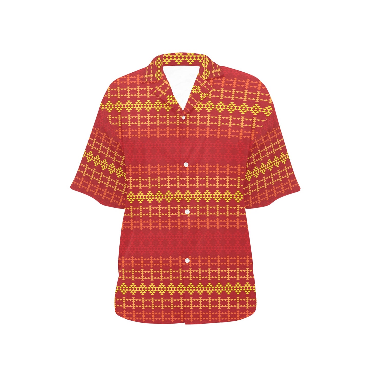 Southwest Red Gold Design Themed Print Women's Hawaiian Shirt