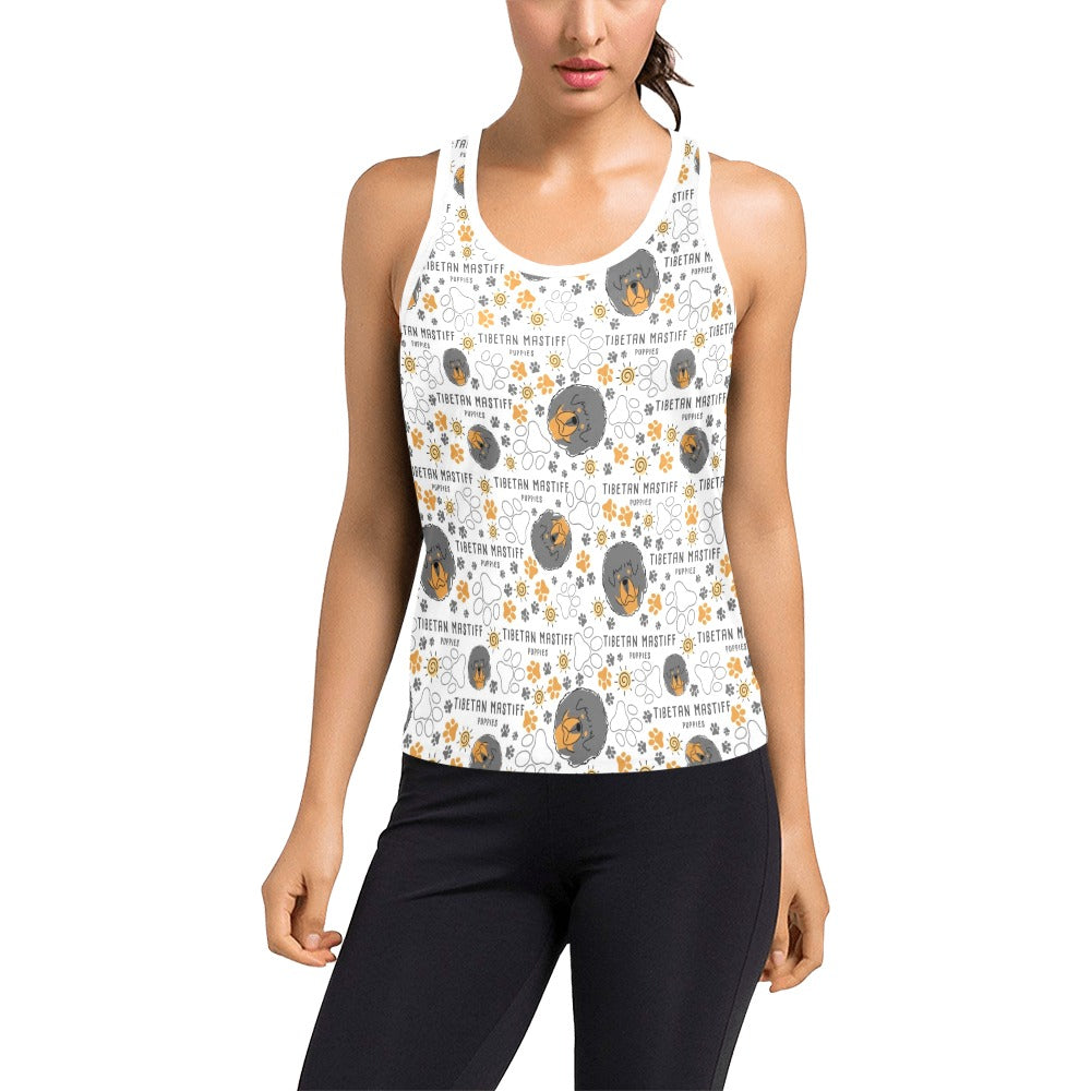 Tibetan Mastiffs Print Design LKS302 Women's Racerback Tank Top