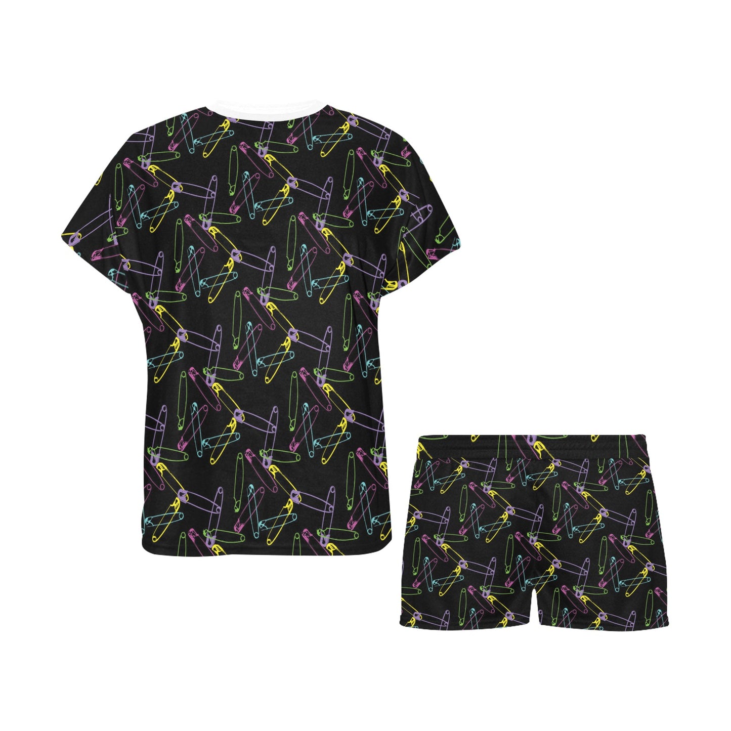 Safety Pin Print Design LKS304 Women's Short Pajama Set