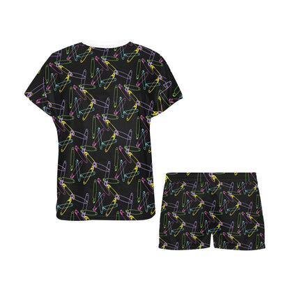 Safety Pin Print Design LKS304 Women's Short Pajama Set