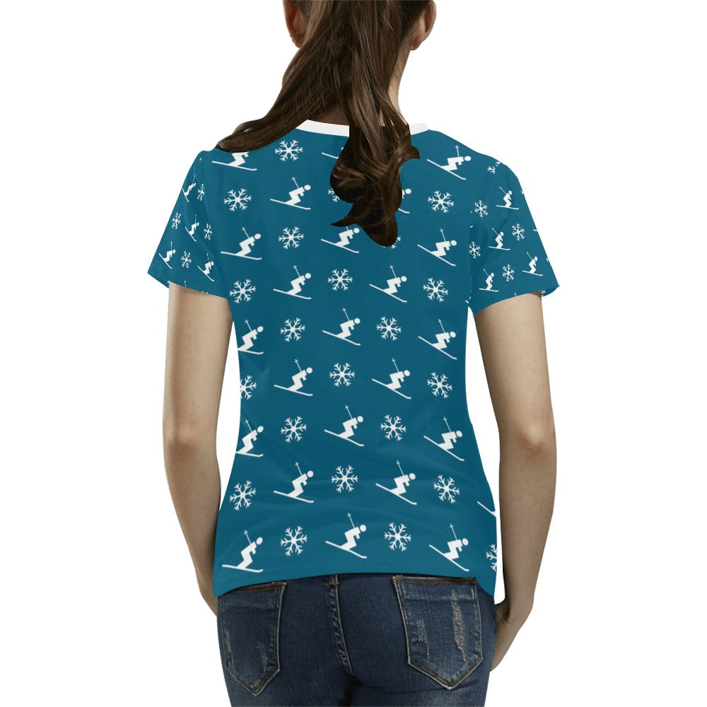 Ski Print Design LKS301 Women's  T-shirt