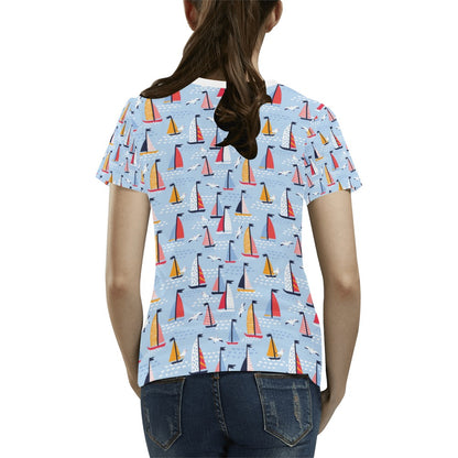 Sailboat Print Design LKS304 Women's  T-shirt