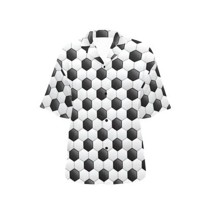 Soccer Ball Texture Print Pattern Women's Hawaiian Shirt