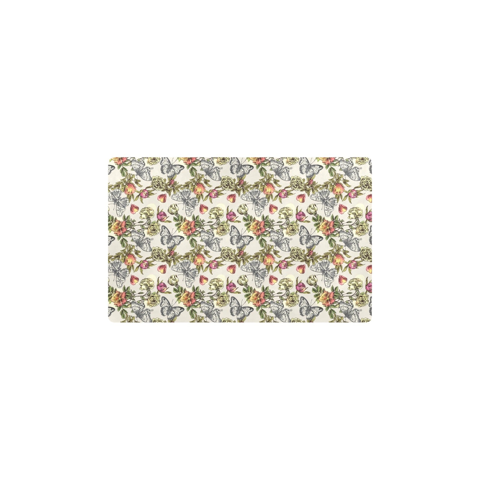 Butterfly Flower Pattern Print Design 06 Kitchen Mat