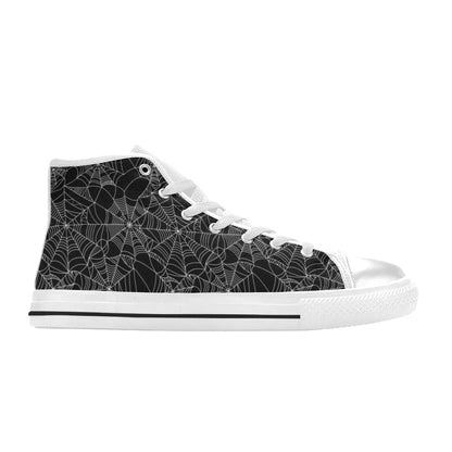 Spider Web Print Design LKS301 High Top Women's White Shoes