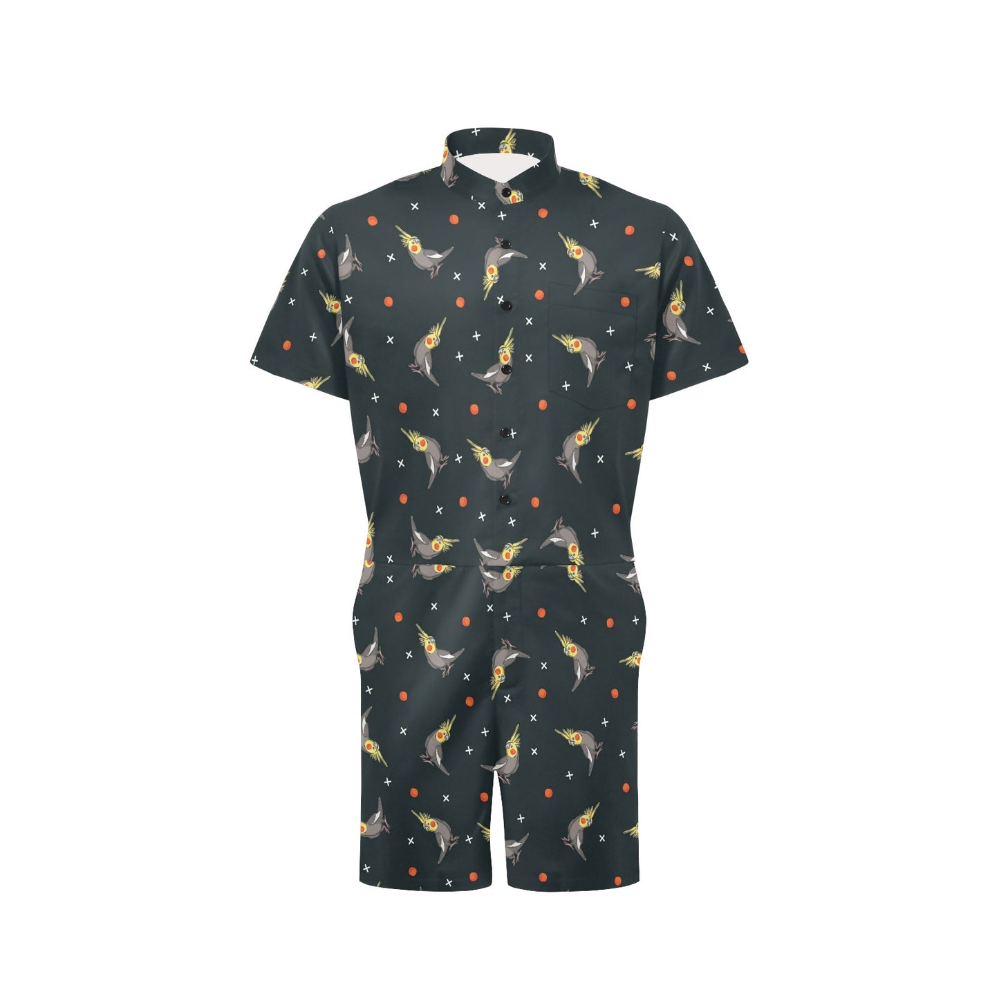 Cockatiel Pattern Print Design 02 Men's Romper