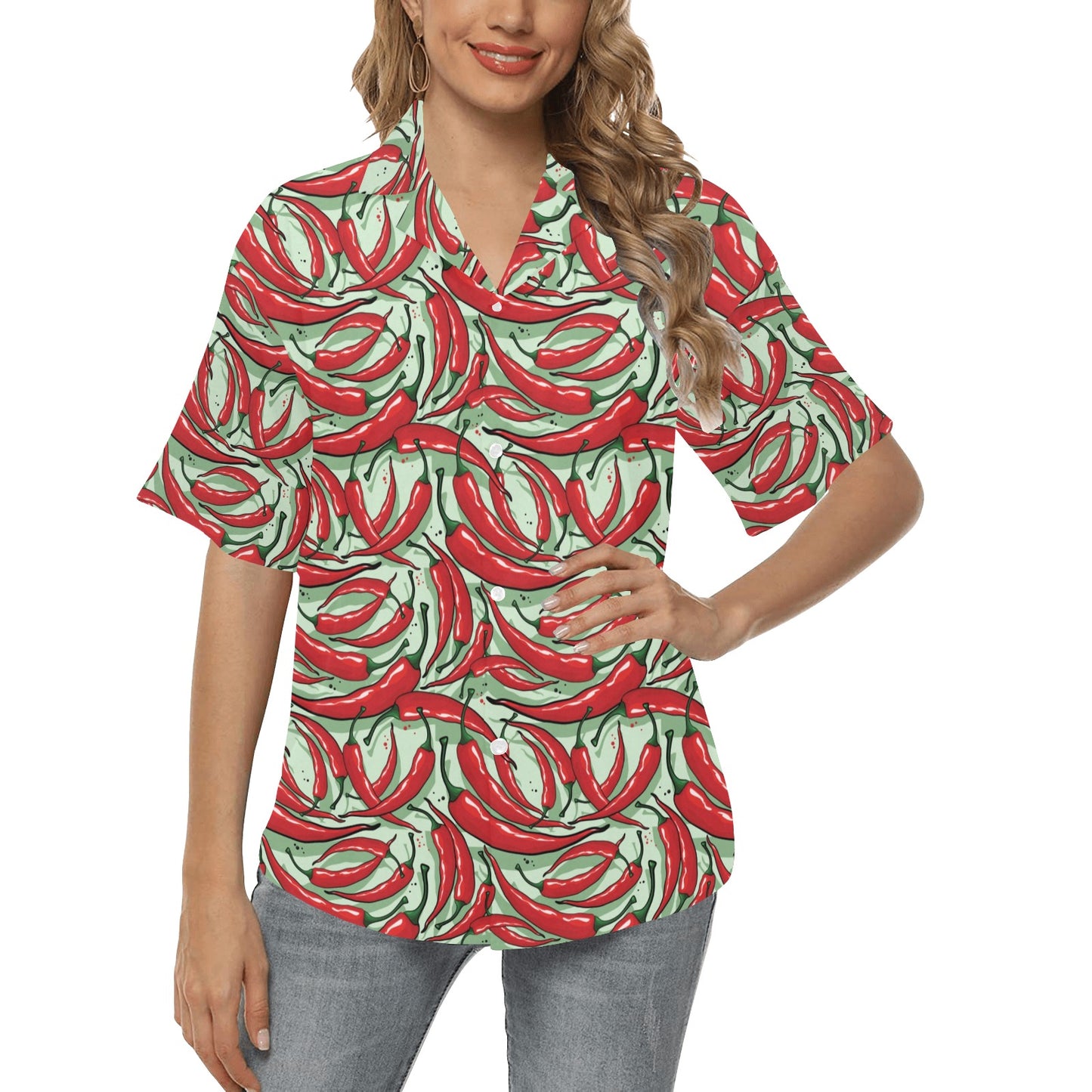Chilli Pepper Pattern Print Design 04 Women's Hawaiian Shirt