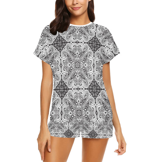 Bandana Print Design LKS309 Women's Short Pajama Set