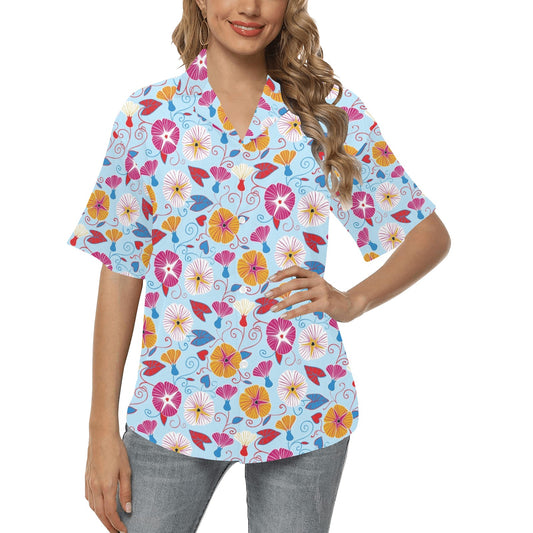 Morning Glory Pattern Print Design MG06 Women's Hawaiian Shirt