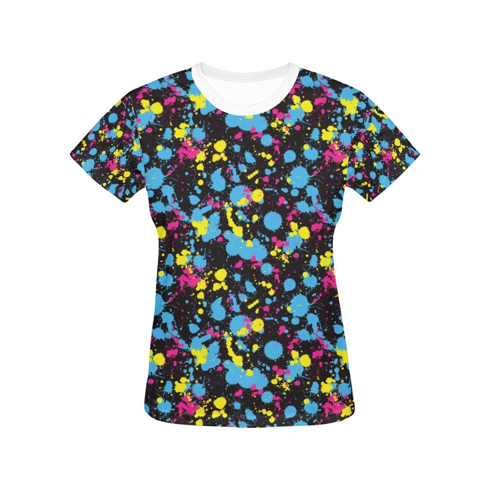 Splatter Colorful Print Design LKS301 Women's  T-shirt