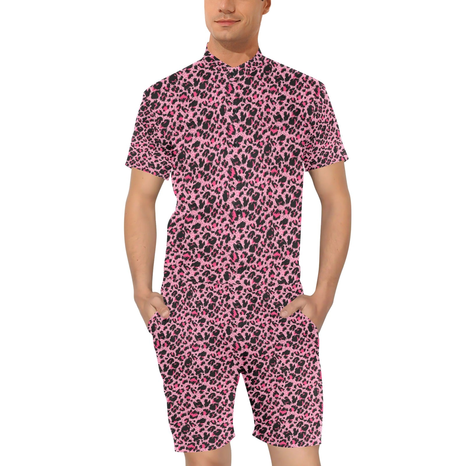 Cheetah Pink Pattern Print Design 01 Men's Romper