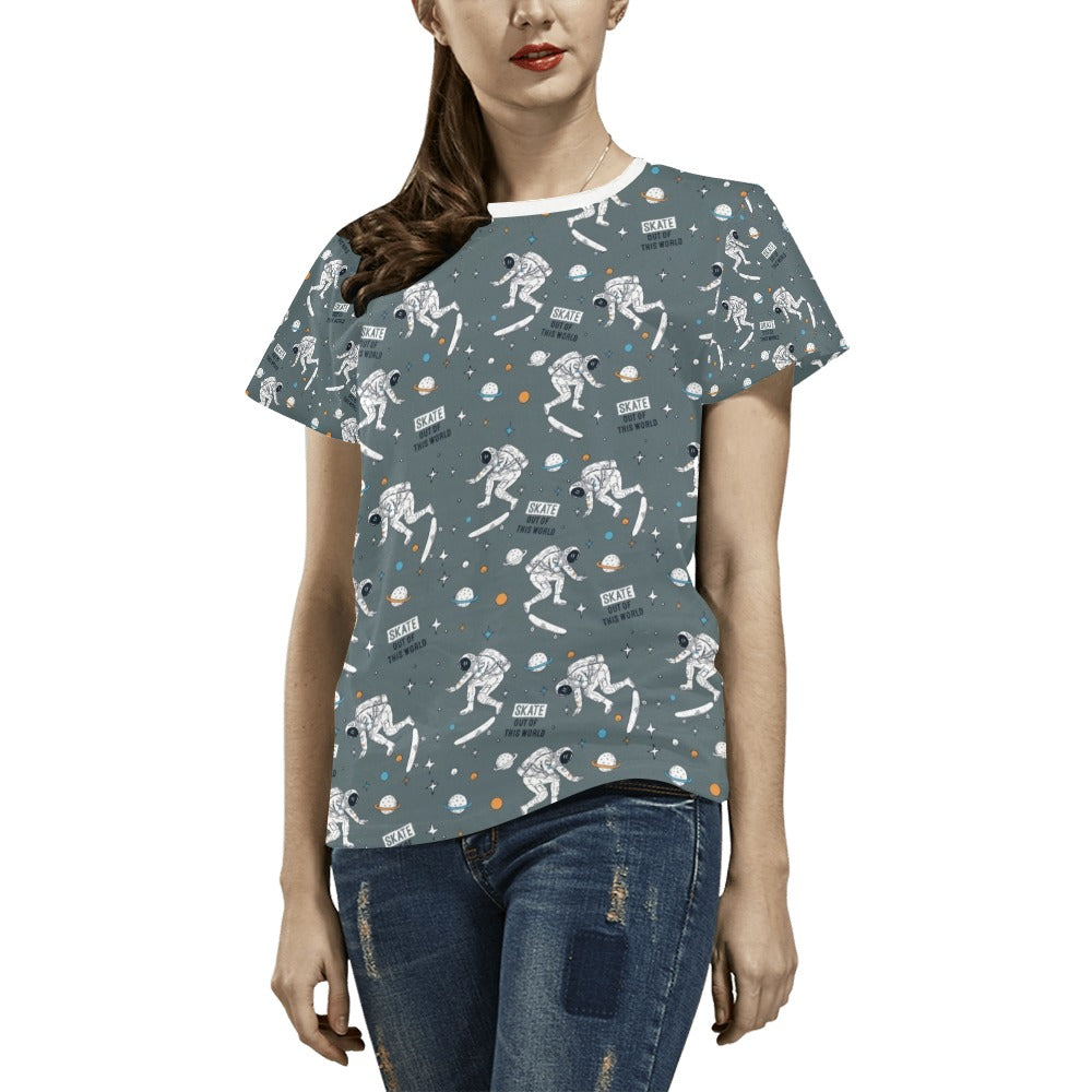 Skateboard Print Design LKS306 Women's  T-shirt