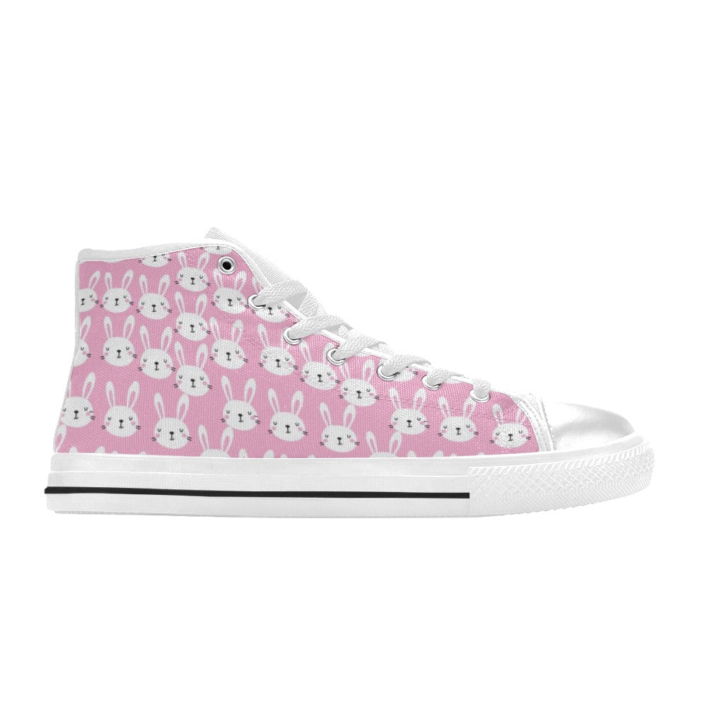 Rabbit Print Design LKS401 High Top Women's White Shoes