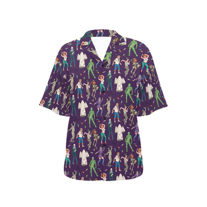 Creepy Zombie Print Design LKS302 Women's Hawaiian Shirt