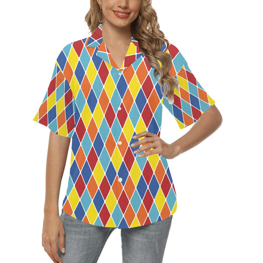 Harlequin Pattern Print Design 01 Women's Hawaiian Shirt