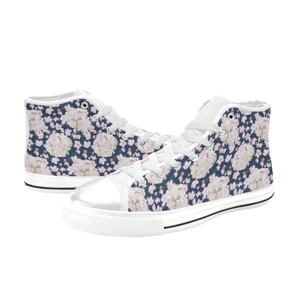 Sakura Print Design LKS305 High Top Women's White Shoes