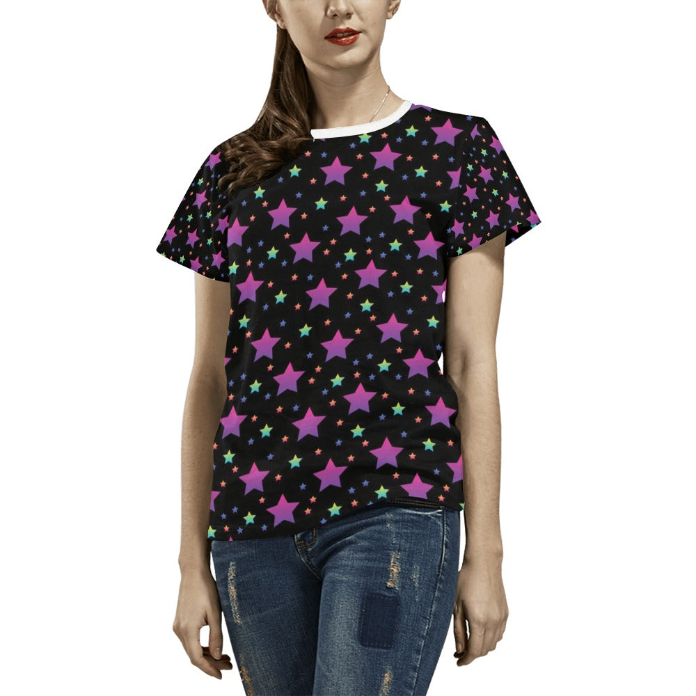 Star Print Design LKS305 Women's  T-shirt