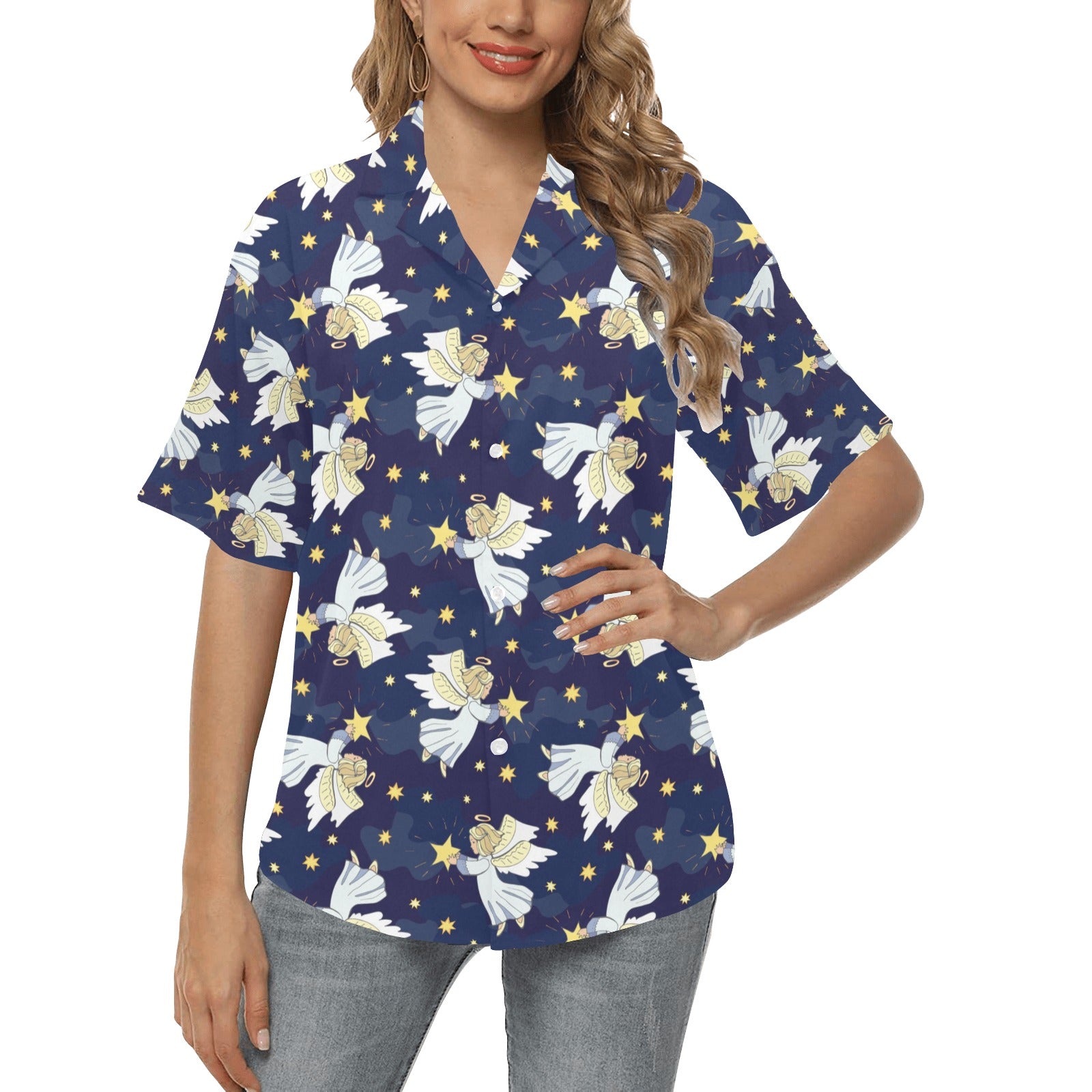 Angel Pattern Print Design 06 Women's Hawaiian Shirt