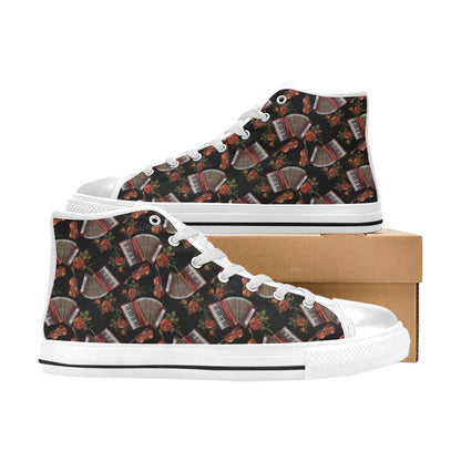 Accordion Print Design LKS403 High Top Women's White Shoes