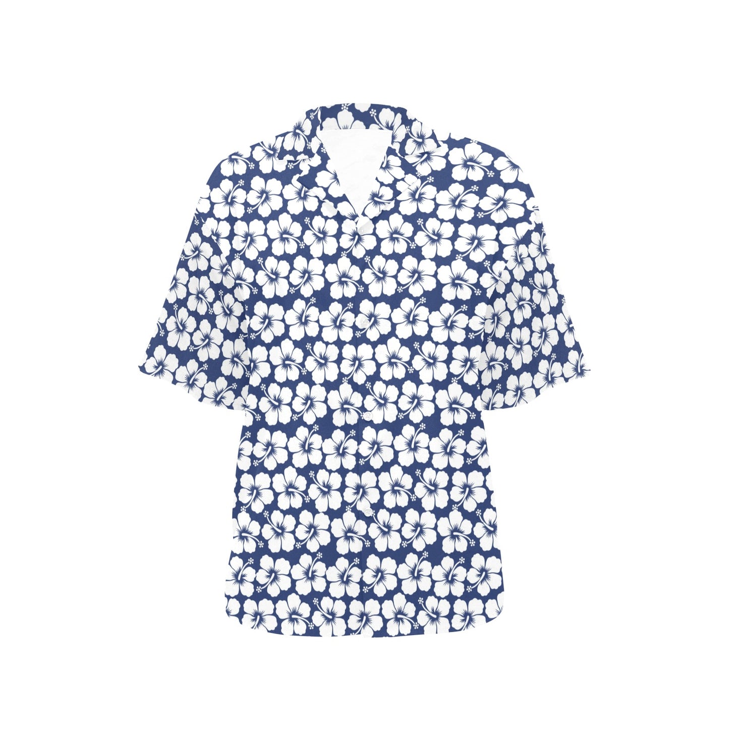 Hibiscus Blue Hawaiian Flower Pattern Women's Hawaiian Shirt