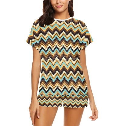Southwest Pattern Print Design LKS301 Women's Short Pajama Set