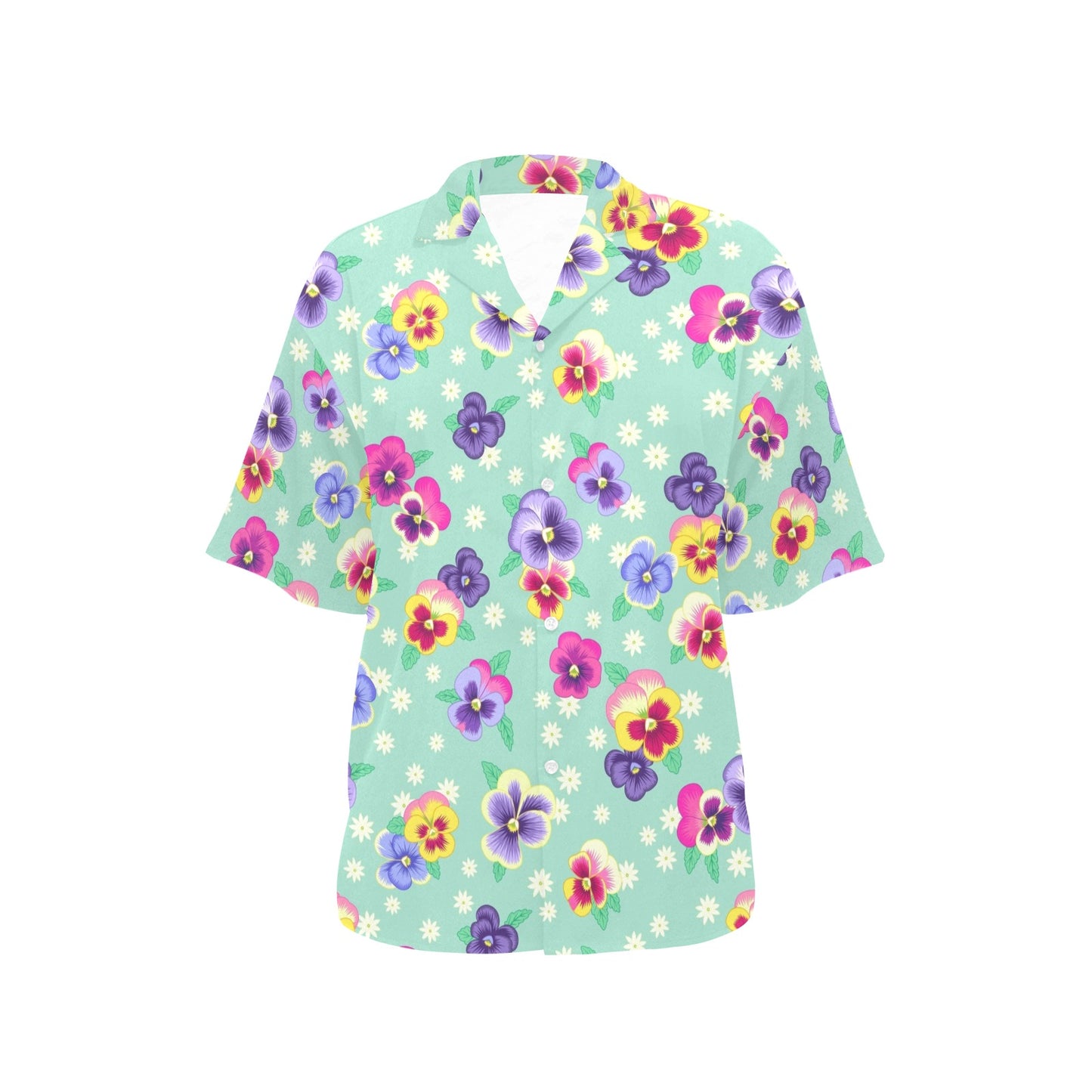 Pansy Pattern Print Design PS08 Women's Hawaiian Shirt