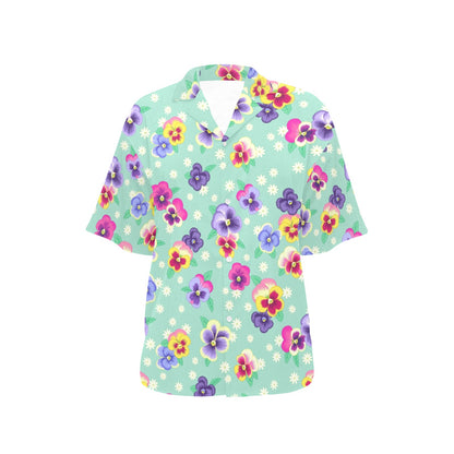 Pansy Pattern Print Design PS08 Women's Hawaiian Shirt