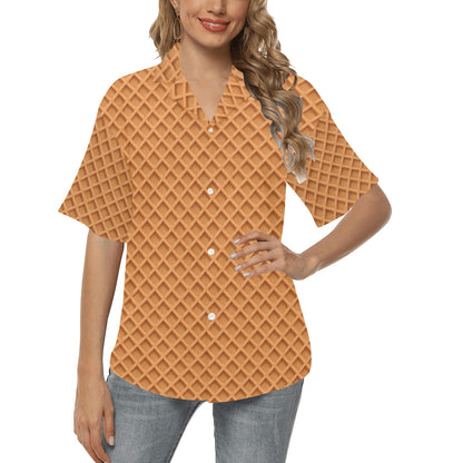 Waffle Texture Print Design LKS301 Women's Hawaiian Shirt