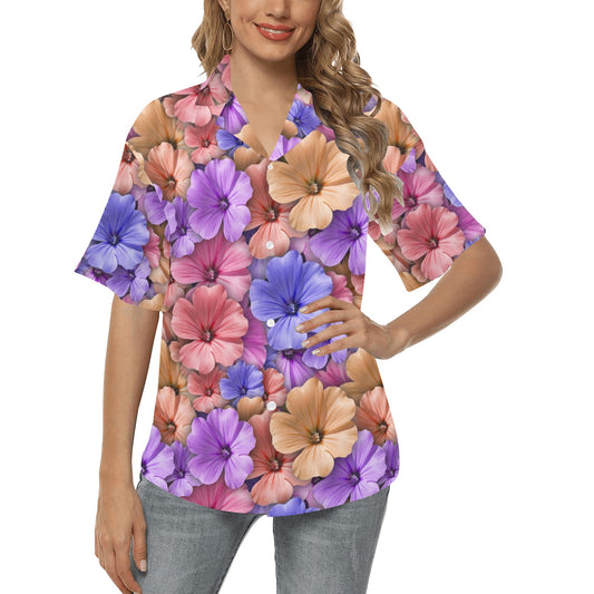 Colorful Geranium Pattern Women's Hawaiian Shirt