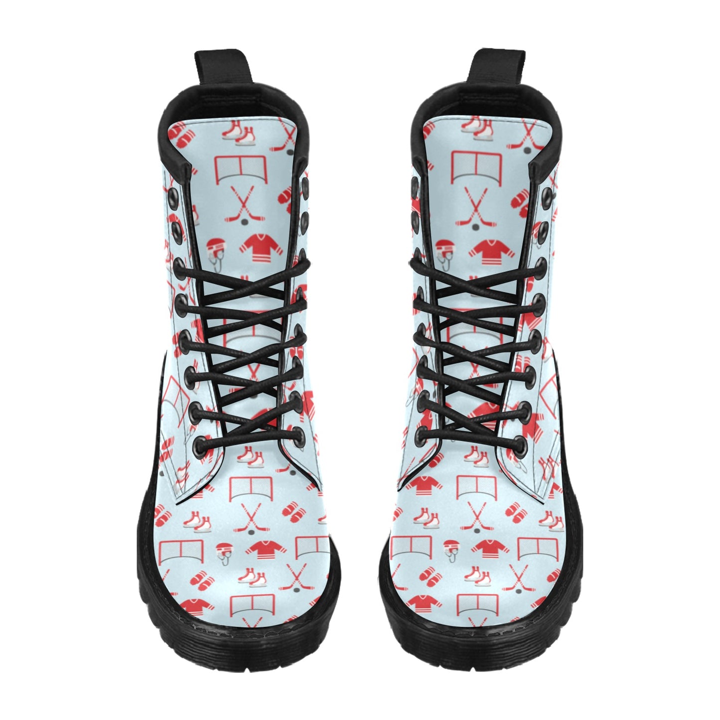 Hockey Red Equipment Print Design LKS305 Women's Boots