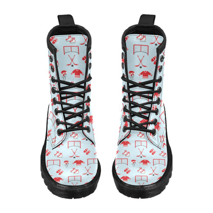 Hockey Red Equipment Print Design LKS305 Women's Boots