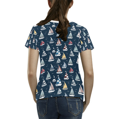 Sailboat Print Design LKS306 Women's  T-shirt