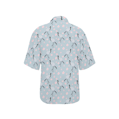 Sakura Bird Print Design LKS304 Women's Hawaiian Shirt