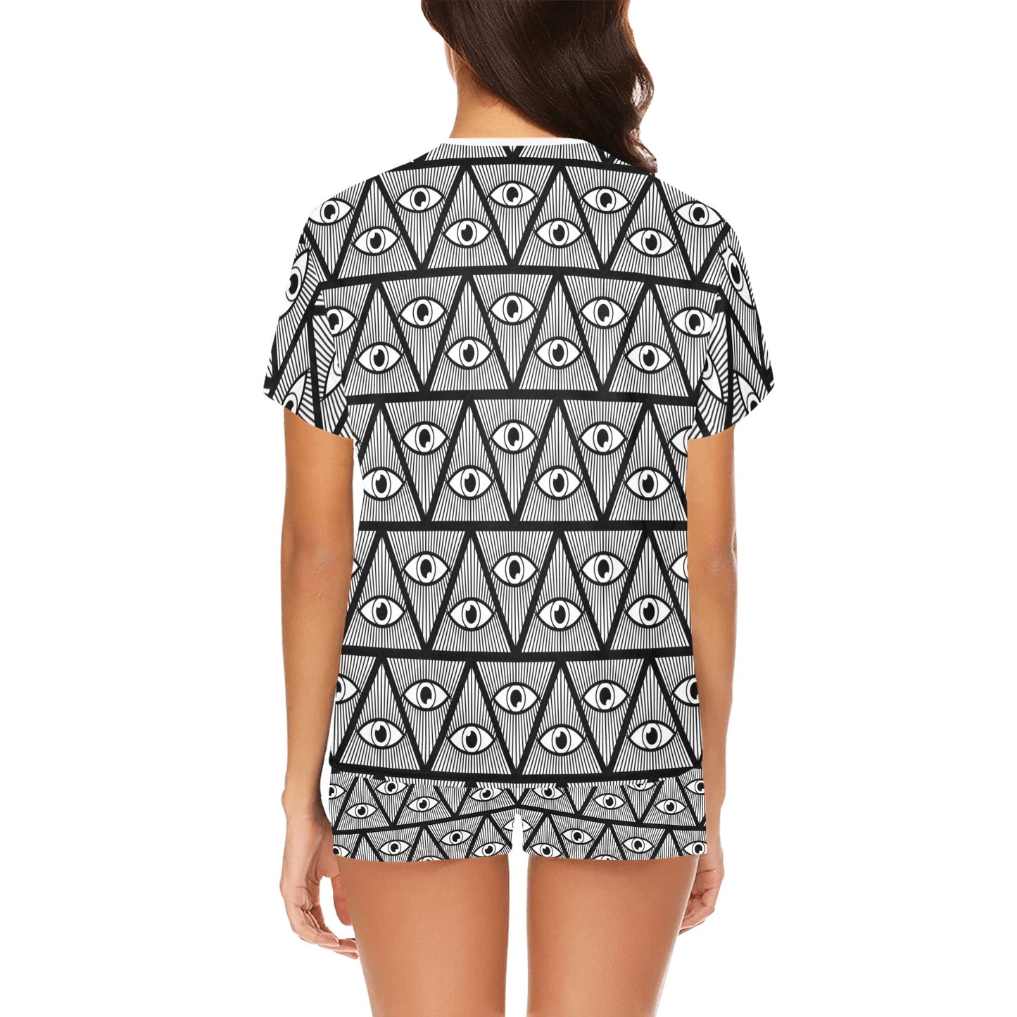 Third Eye Pattern Print Design LKS304 Women's Short Pajama Set
