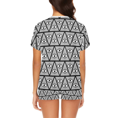 Third Eye Pattern Print Design LKS304 Women's Short Pajama Set