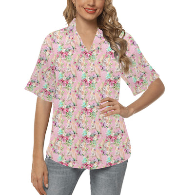 Unicorn Princess with Rose Women's Hawaiian Shirt