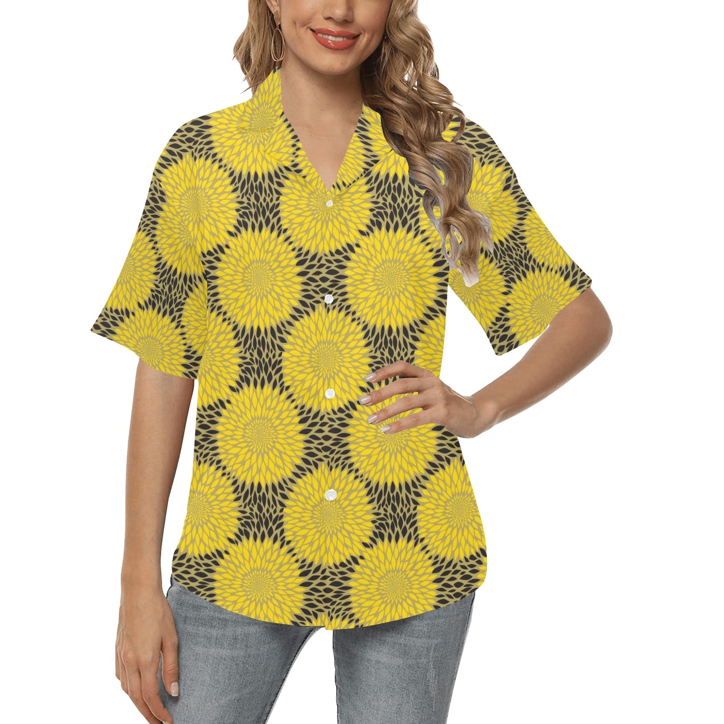 Sunflower Pattern Print Design SF06 Women's Hawaiian Shirt