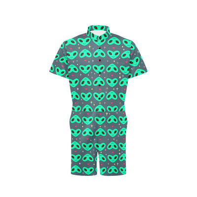 Alien Head Heart Pattern Print Design 03 Men's Romper